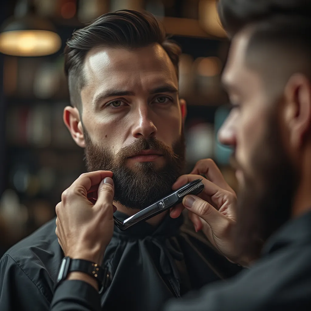 Barbero realizando un corte